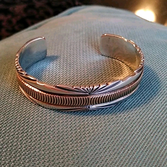 Jewelry - 14K AND STERLING SILVER NATIVE AMERICAN CUFF BRACE
